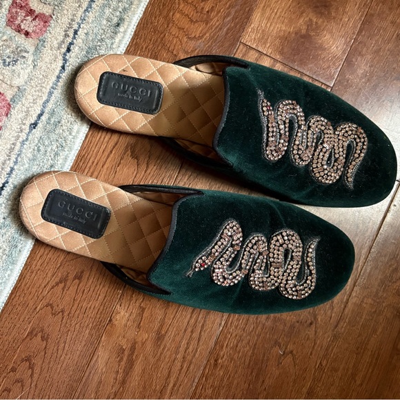 Gucci Crystal Velvet Loafers - Picture 1 of 10